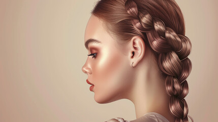 side view portrait model with braided pigtails