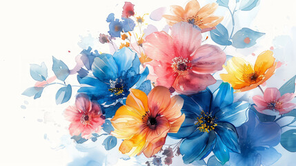 bouquet rotondo fatto di bellissimi fiori di primavera , Wedding design floreale, stile acquerello su sfondo bianco scontornbile