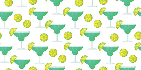 Margarita cocktail with slice of lime vector background.