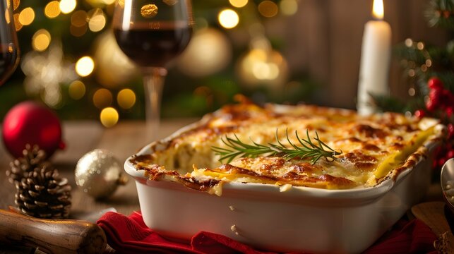 lasagne al forno fumanti - set Natalizio 