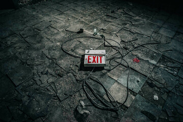 exit sign on the floor