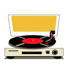 Retro Turntable mit Vinylschallplatte Illustration isoliert transparent Hintergrund