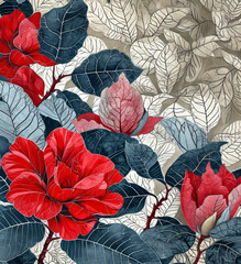Red Floral Pattern Illustration

