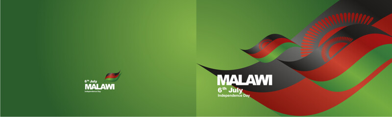 Malawi Independence Day flag ribbon two fold landscape background
