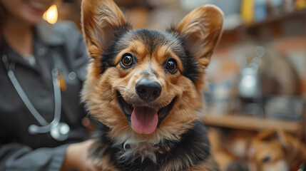 Healthy Pet on a Check-Up Visit in Modern Veterinary Clinic with a Professional Caring Doctor