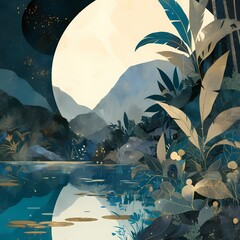 Enchanted Norwegian Forest Moonlight Dreamscape Artwork