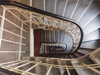 Down view of the staircase in the building.
