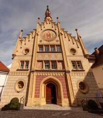 Neo-Gothic Hospital of the Holy Spirit. Bad-Waldsee - obrazy, fototapety, plakaty