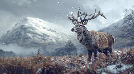 Portrait of a free and wild Scottish stag