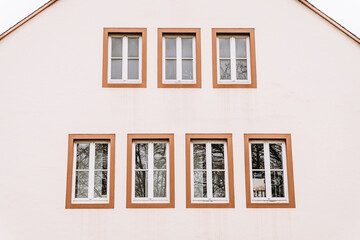 Windows of old real estate in a german city 