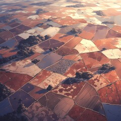 Desolate Landscape: A Solemn View of Earth's Bare Harvest from Above - obrazy, fototapety, plakaty