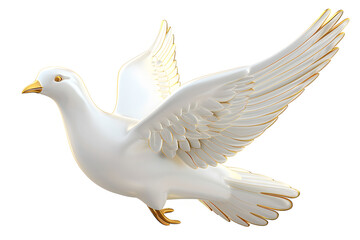 Obraz premium Dove fly figurine symbol hope, religion sign, isolated on transparent background. Traditional church religion symbol