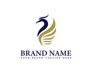 Eagle bird isolated company or brand identity logo design. Heraldic flying falcon bird vector illustration.
