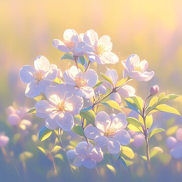 Capture the essence of spring with this close-up image of a delicate apple blossom. The soft petals and vibrant colors create a captivating focal point, perfect for adding life to any design project.