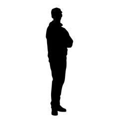 Vector silhouette of man  standing, business people, black color,  isolated on white background
