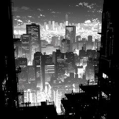 Enthralling Monochrome Urban Serenity in a Metropolis