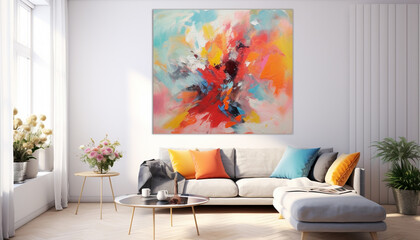 Colorful Abstract Expressionist Wall Art. AI-Generated Image