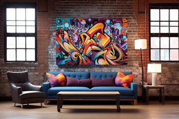 Graffiti Loft Office: Expressive Large Canvas Art Decor Pieces
