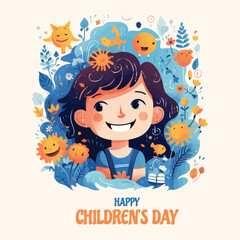 happy children's day, girl smiling