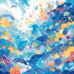 Fototapeta na wymiar Embark on an Underwater Journey with this Vibrant Coral Reef Scene