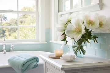 Coastal Flowers: Seaside Cottage Bathroom Spa Inspirations