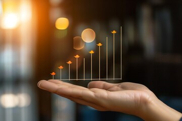 Growth and development chart of the company on the hand, growth of a business, natural growth of a business, business growth background, rising business background, uprising business background