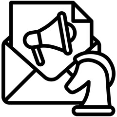 Marketing Strategy black outline icon, related to digital marketing theme, use for modern concept, UI or UX kit and app development.