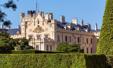 Lednice Chateau built in Neo-Gothic style Czech Republic