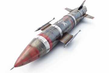 Nuclear bomb. Nuclear aerial bomb. Atomic rocket on a white background