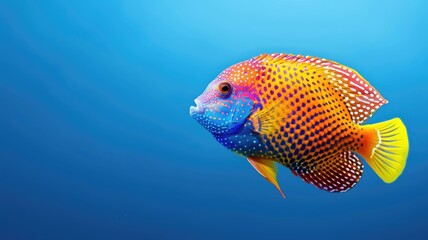 Colorful tropical fish swimming in blue water