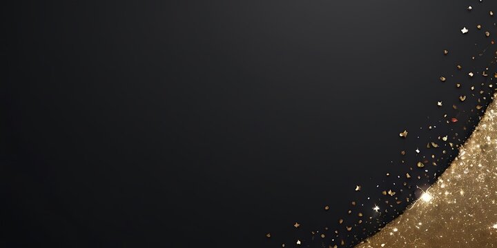 black background, empty space, golden glitter shine, illustration
