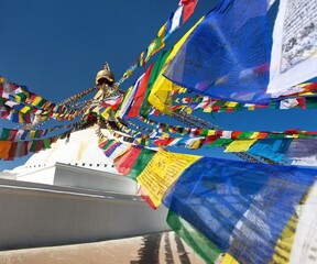 Boudha, bodhnath or Boudhanath stupa with prayer flags
