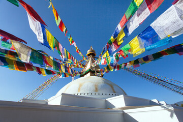 Boudha, bodhnath or Boudhanath stupa with prayer flags