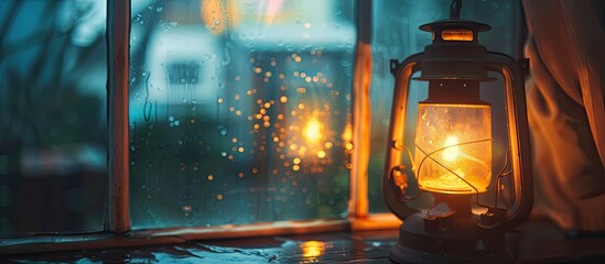 A single lantern in the rain
