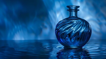 Graceful Blue Glass Bottle with Fluid Ripple Motion