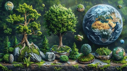 Earth Day Illustration Set. Vector Concepts for Graphic and Web Design, Business Presentation, Marketing, and Print Material