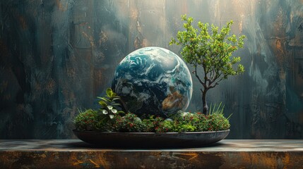 Embracing the Globe Against a Verdant Canvas% A Pledge to Natureâ€™s Preservation and Earth Dayâ€™s Ethos