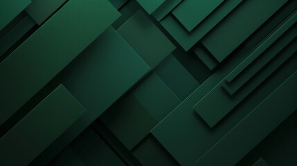 Geometric pattern of overlapping green rectangles creating a modern and sophisticated abstract background.. - obrazy, fototapety, plakaty