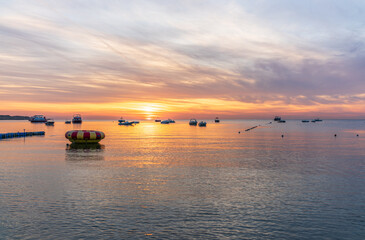 Beautiful red and orange sunrise over the sea.