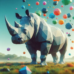 cartoon  rhinoceros in low poly style