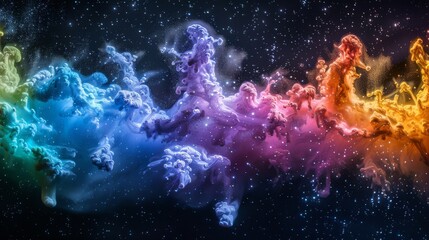 Fototapeta premium Organic abstract panorama wallpaper background featuring swirling, fluid shapes