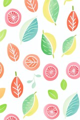 Abstract guava pattern canvas, ideal for a modern living space or boutique, using stylized forms and colors to create a chic and artistic interpretation of the fruit