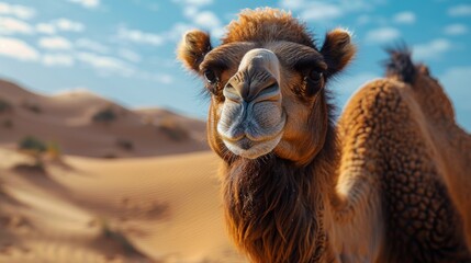 Group of Camels Standing in the Desert - obrazy, fototapety, plakaty