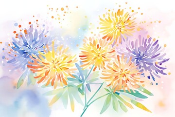 Dazzling fireworkslike chrysanthemums, great for a celebratory space or entryway, symbolizing joy and festivity with their explosive color and form