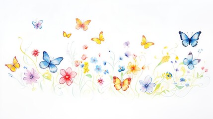 Delicate butterfly garden canvas, perfect for a living room or sunroom, featuring vibrant butterflies fluttering among colorful flowers, evoking a sense of freedom and beauty