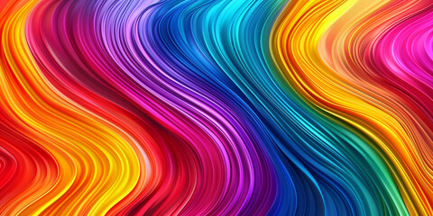 Multi-colored paint smooth waves abstract background banner. Rainbow paint waves poster. Bright...