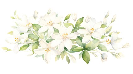 Floral jasmine and gardenia painting, perfect for a bathroom or powder room, filling the space with delicate, sweet fragrances and lush visuals - obrazy, fototapety, plakaty
