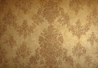 Vintage golden wallpaper with shabby tapestry victorian pattern. Video blog concept. Very...