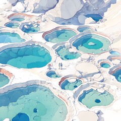 Lavish landscape with vivid pools and cascading waters, perfect for fantasy or travel campaigns