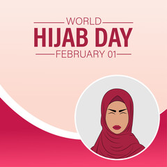 happy world hijab day concept, Illustration of a Muslim woman wearing hijab, flat flayer design, vector illustration.